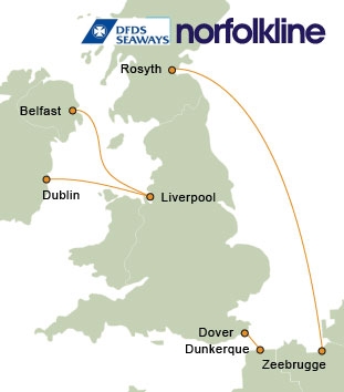Norfolkline Ferry Routemap