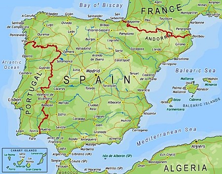 Map of Spain Ferry Routes