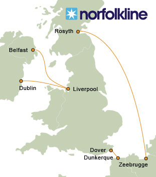 Norfolkline Ferry Routemap