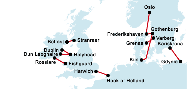 Stenaline Ferry Route Map